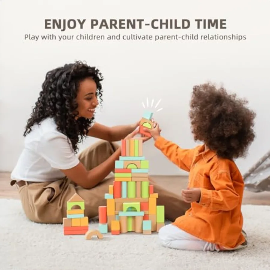 100 stks Bouwstenen voor Peuters 13 Houten Blokken voor met Opslag Emmer en Vorm Sorter Deksel Montori Speelgoed voor 1 2 3 Jaar O