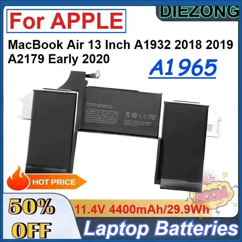 11.4V 4400mAh/29.9Wh A1965 Battery for APPLE MacBook Air 13 Inch A1932 2018 2019 A2179 Early 2020 Laptop Batteries