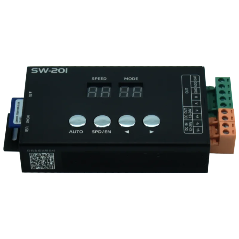 DMX Controller supports SPI/TTL & DMX LED light, SD Card,LED Controller for Indoor Lighting DC5-24V with Quick Addressing