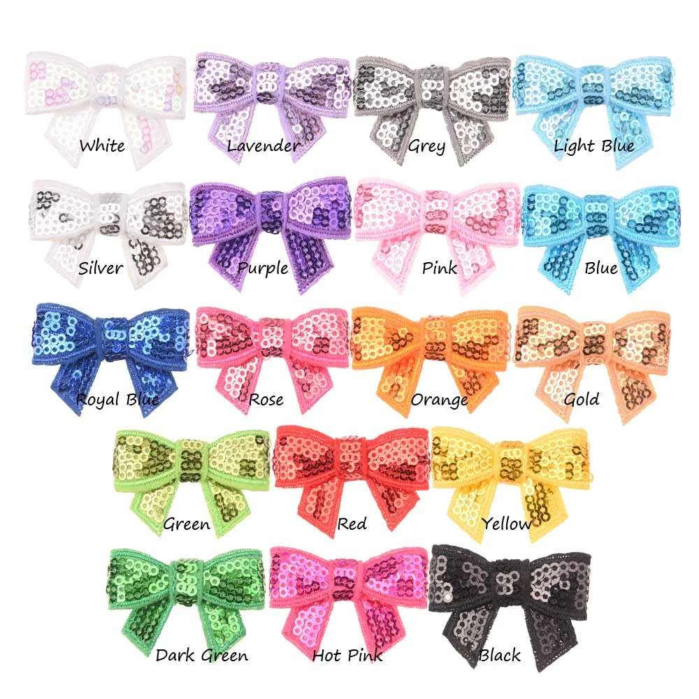 18PCS  Embroidery Hair bow Sequin Bow Bowknot Kawaii Hair Accessories for Girls Hair Bows No Hairclip Headwrap Fashion Accessory