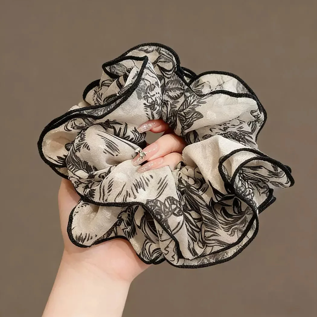 Elegant Top Grade Print Chiffon Large Intestine Scrunchie For Women Lady Hair Tie Hair Band Hair Ring Fashion Hair Accessories view 5