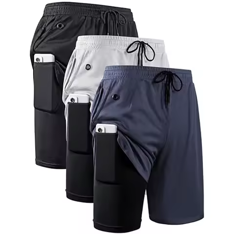 Mens Sport Shorts Sportswear Double-deck Running Shorts 2 In 1 Beach Bottoms Summer Gym Fitness Training Jogging Short Pants Men