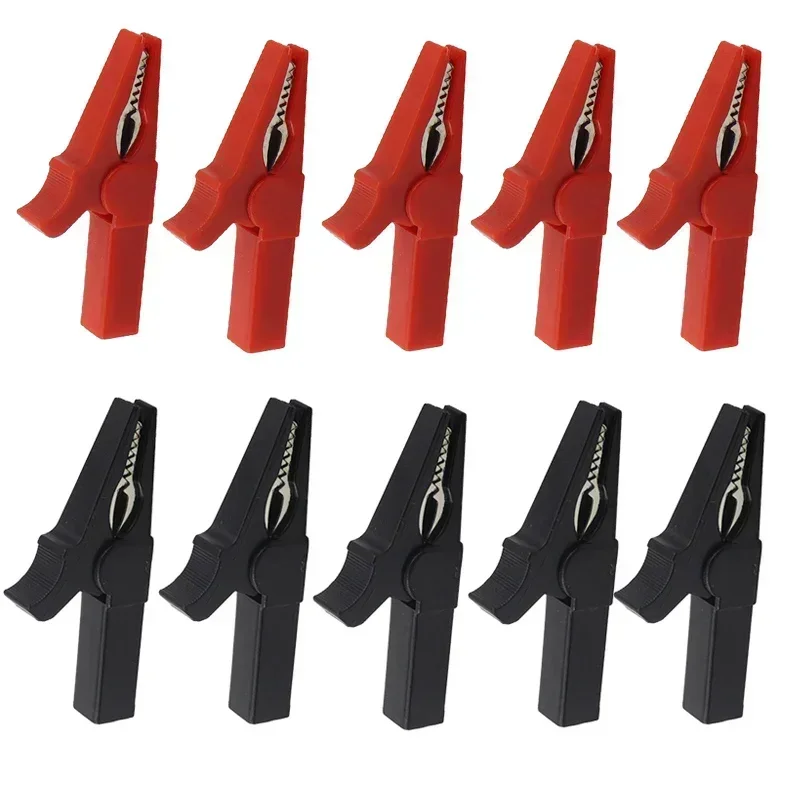 55mm Crocodile Clamp Probe Alligator Clip Alligator DIY Clips Test Probe Black Red Color Socket Cable Insulated Electric Clips