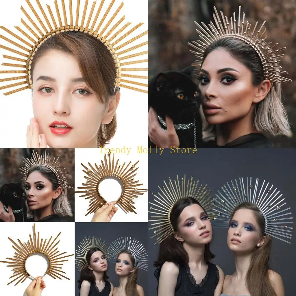 

N5KB Crown Baroque Crown Crown Headband Mary Crown Headpiece Cosplay Photo Props