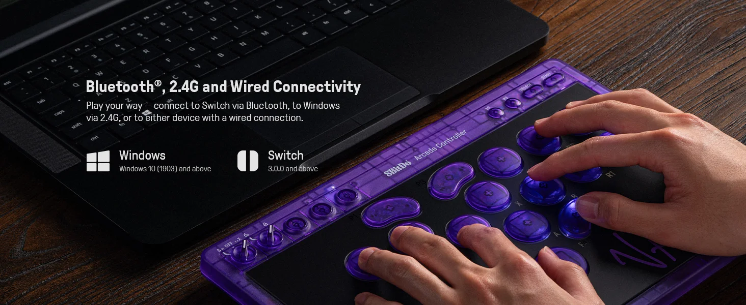 8BitDo All-Button Arcade-Controller für Switch & Windows – 3 Verbindungsmodi, flache lineare Schalter, 4 programmierbare Tasten – Detail 29