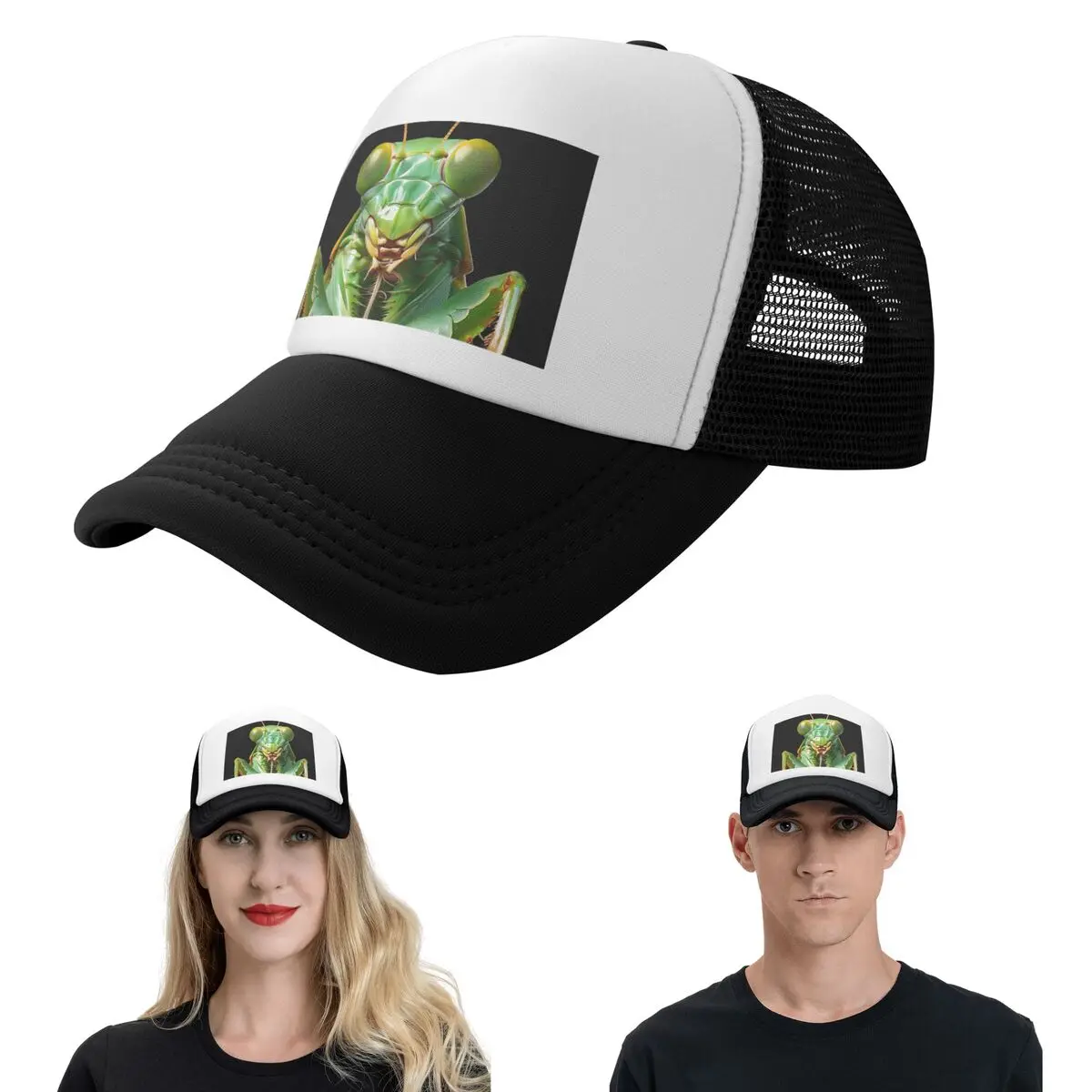 Green Praying Mantis, Eerie Insect Art Cap Casual Mesh Baseball Caps Adjustable Hat Hip Hop Summer Unisex Baseball Hats