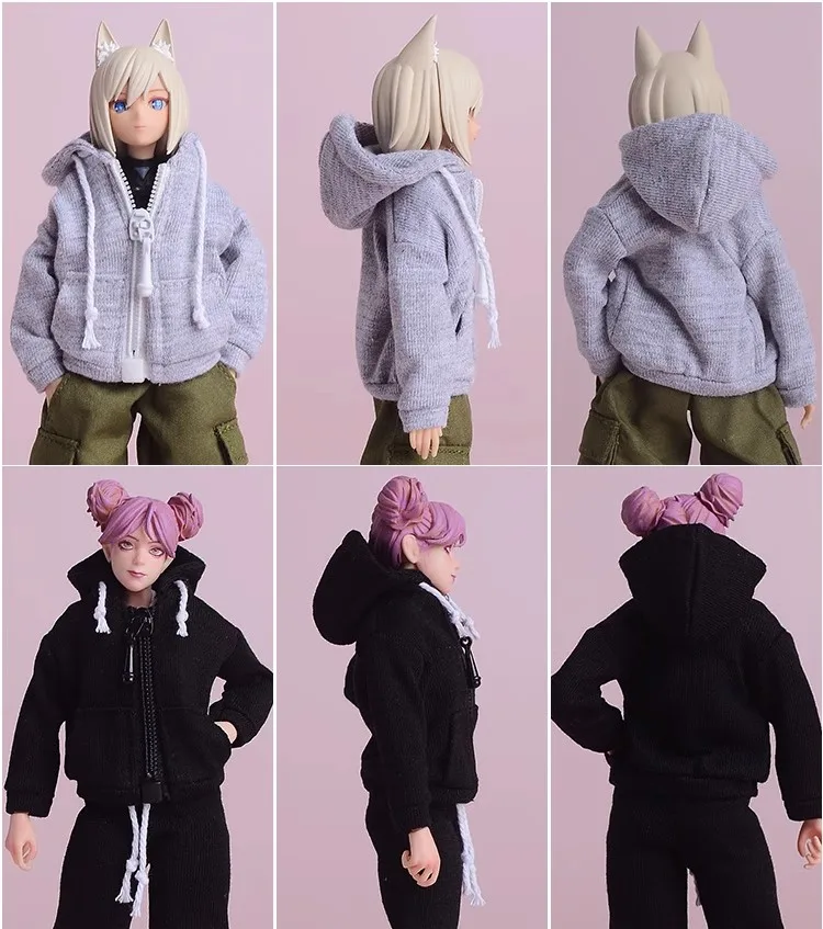 

1/12 Soldier Clothing Accessories Zipper Hoodie Sportswear Coat Model Toy For 6'' Action Figure Body In Stock