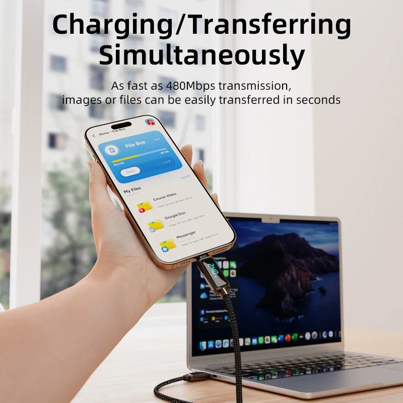 Vyvylabs نوع C إلى نوع C كابل شاشة ديجيتال 240 واط شحن سريع شاحن آيفون 17 16 ماك بوك برو كابل بيانات الهاتف المحمول