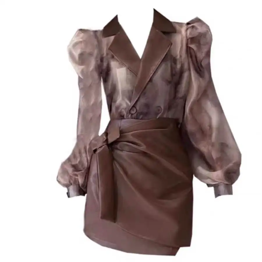 

Extra Large Size Women's irt Dyeing ter Ne Skirt Trendy Autumn Collection Faion Ladies' Suit