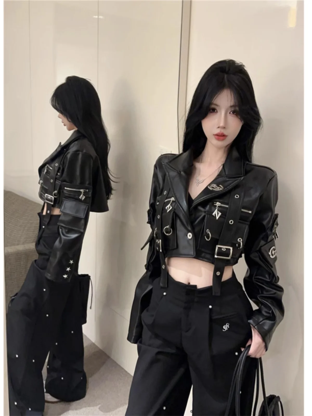 Heavy Du Motorcycle Jaet Cappotto in pelle PU da donna Bla Zipper Design Or Sle Primavera New Faion Commute Giacca a vento
