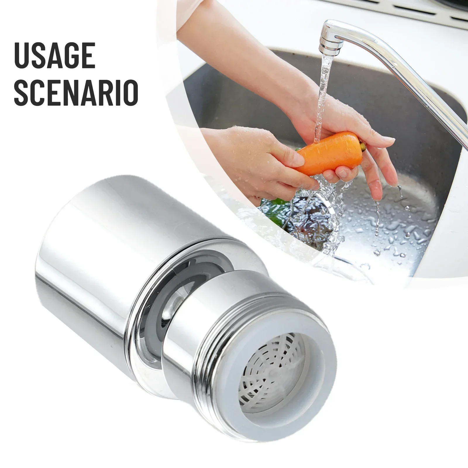 Aeratore per rubinetto dell'acqua Testa del rubinetto da cucina °   Ruota il filtro adattatore diffusore con estremità girevole per rubinetto M24 cucina con flusso a bolle morbide