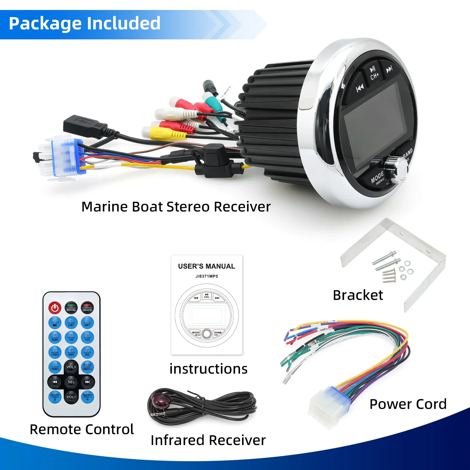 قارب راديو مشغل الوسائط MP5 البحرية ستيريو FM AM استقبال MP5 تشغيل الفيديو بلوتوث متوافق ل قارب يخت ATV UTV الملحقات #5