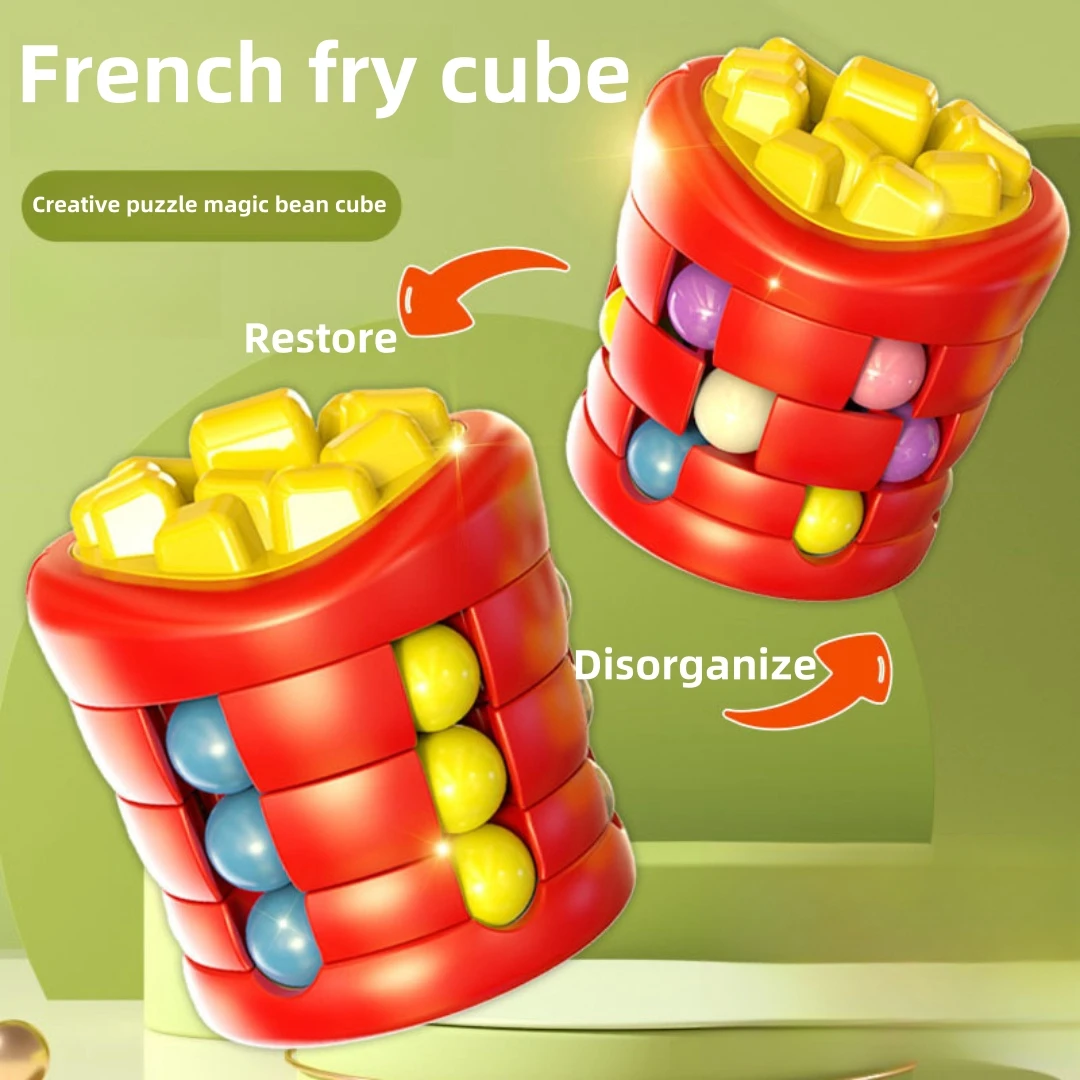 Hamburger Rubik's Cube French Fries Magic Beans Stress Relief Fidget Spinner Novel Special Spin Ball Children's Educational Toy