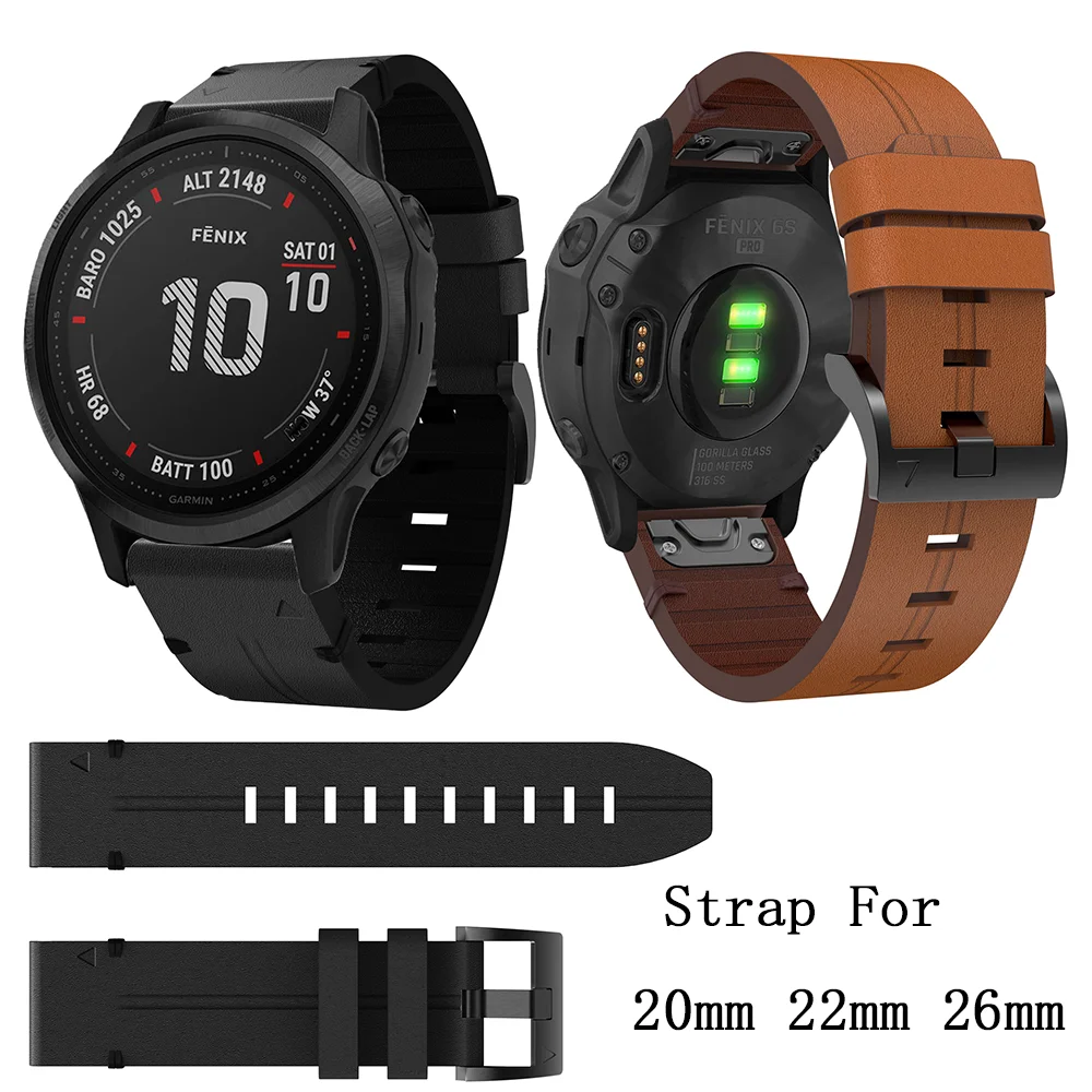 Leather+Silicone Watch Strap for Garmin Fenix 7X 7 5S 7S 6X 6 Pro 3 3HR 26mm 22mm 20mm Quick Release Bracelet Easyfit Watchbands