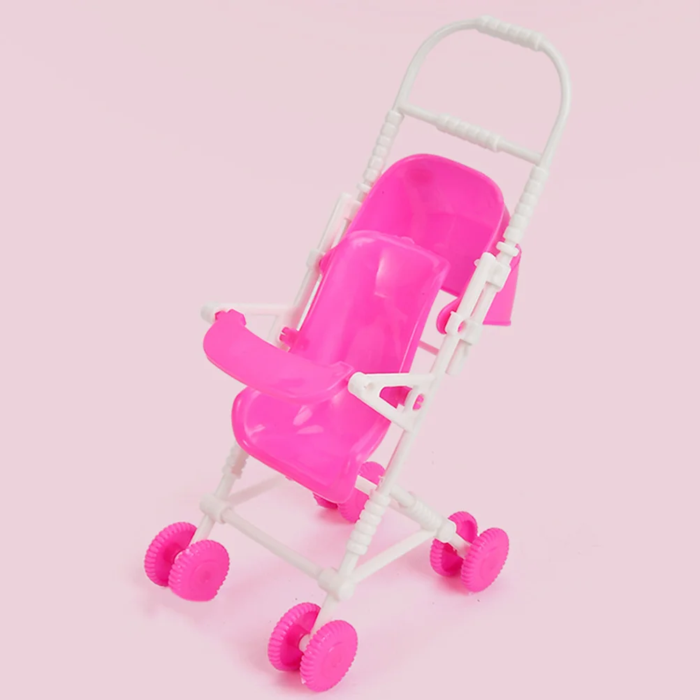 

Baby Doll Stroller Easy Fold Dolls Pushchair Foldable Baby Stroller Play Stroller Toy Canopy Swivel Wheels Basket Carriage Doll