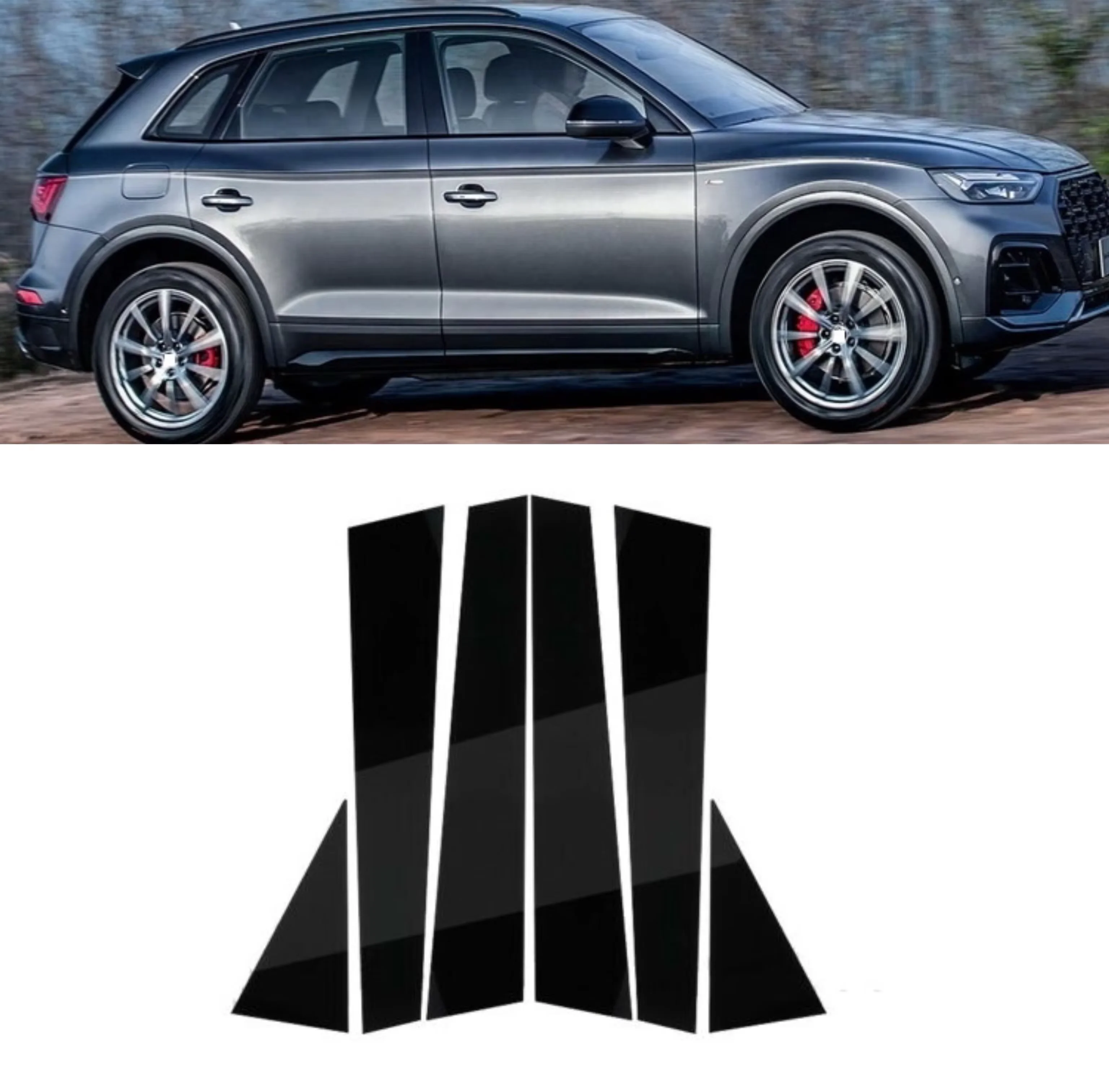 6Pcs Glossy Black Pillar Posts Cover Fit for Audi Q5 2011 2012 2013 2014 2015 2016 2017 Window Car Door Trim BC Column Sticker