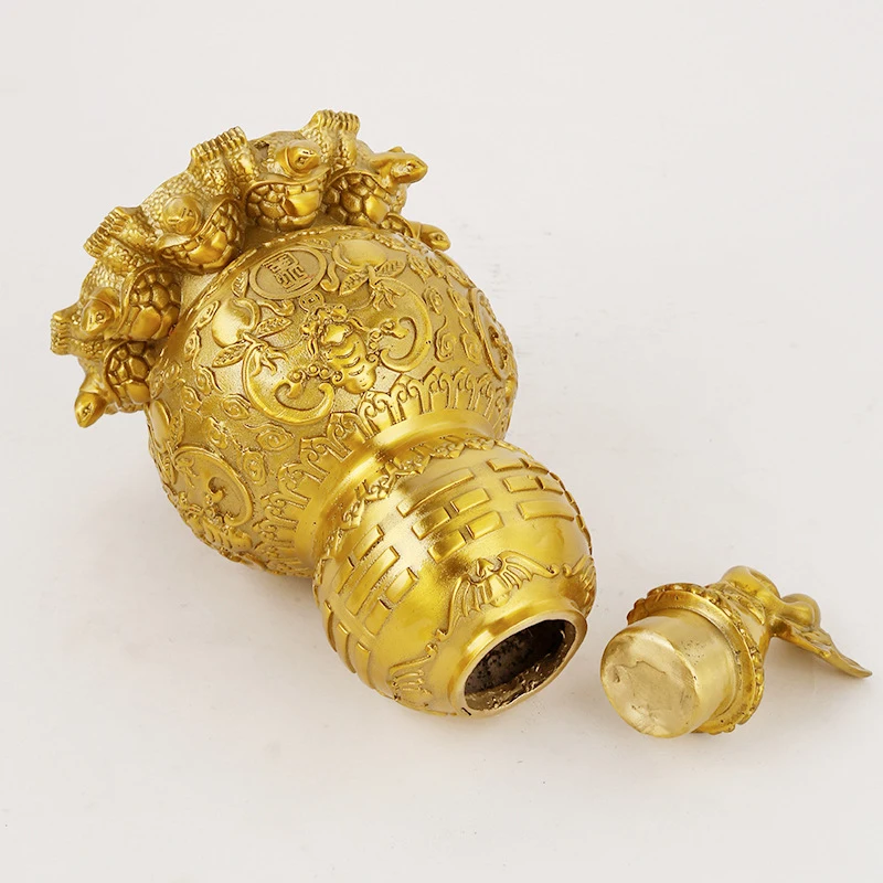 Pure Brass Feng Shui Bagua Nine-Turtle Gourd Home Office Desktop Decorative Gift Ornament