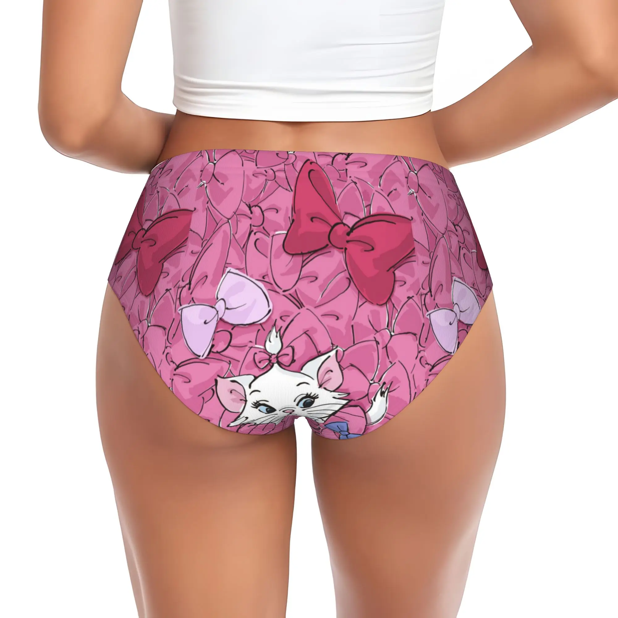 Custom Women's M-Marie Cat Cartoon Panties Breathable  Briefs Underwear