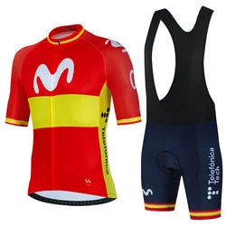 Movistar-Conjunto de Ropa de Ciclismo para Hombre, Maillot de uniforme de verano para bicicleta de montaña, España, 2024