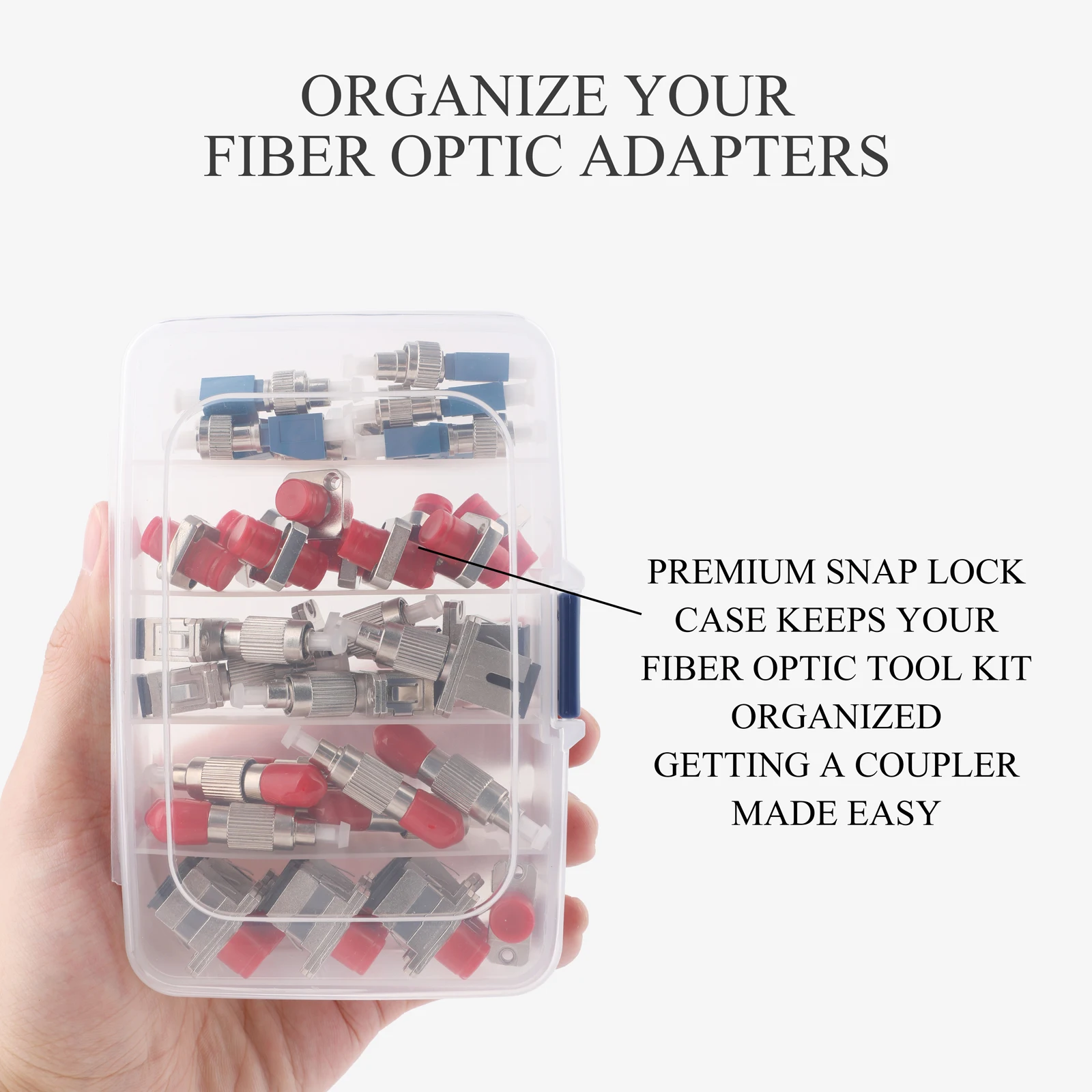 42PCS Fiber Optic Coupler Kit, Fiber Adapter Kit for FC to SC/FC/LC/ST, Converter Connector forr Fiber Conversion