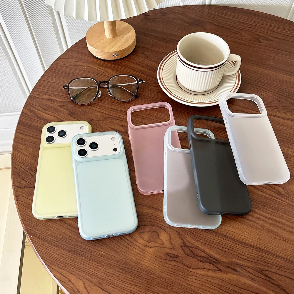 Luxury Candy Color Case Translucent For iPhone Air 17 16 15 14 13 12 Pro Max Plus 16E Clear Matte Silicone Soft Cover TPU Shell