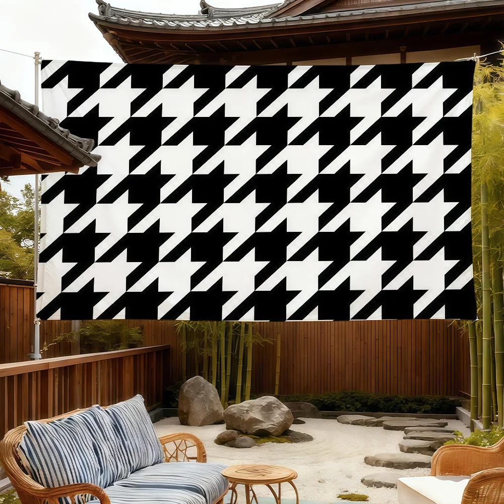 Fashion H-Houndstooth pattern flag For Room Dorm Camping Picnic Art Style Garage Bar wall Decoration Banner