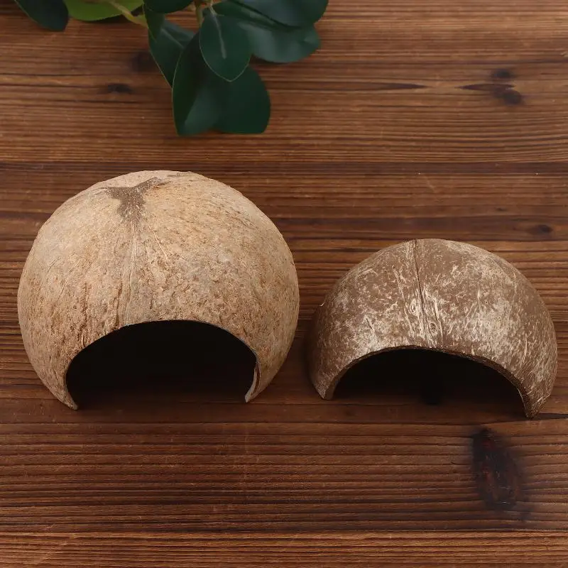 Decorative Reptile Hideout: Coconut Shell Hut for Aquarium; Perfect Breeding House for Hermit Growth