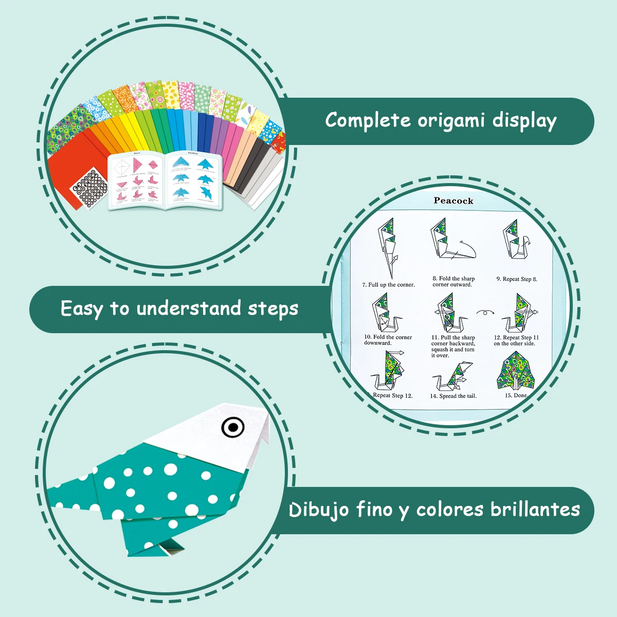 ชุดงานประดิษฐ์โอริกามิปี 2025: กระดาษสี 45 แผ่น + หนังสือสอนทำนกโอริกามิ - งานสร้างสรรค์ DIY สำหรับเด็ก