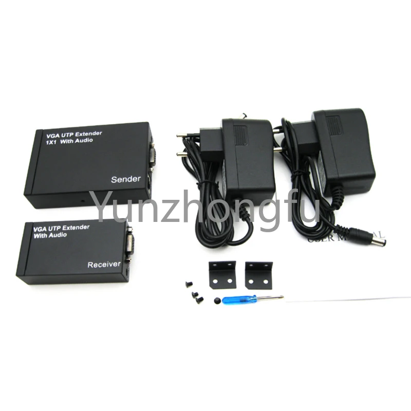 Extensor VGA de un solo Cable, divisor 1x1 con Audio, 300 M