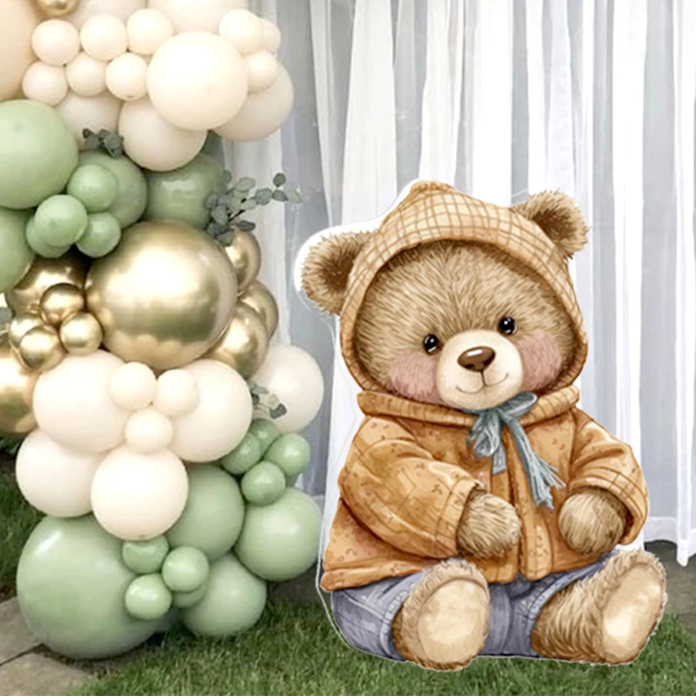 45/61/92cm Teddy Bear Cutouts Cute Brown Bear Backdrop We can Bearly Wait Baby Shower Birthday Party Welcome Baby Photo Props