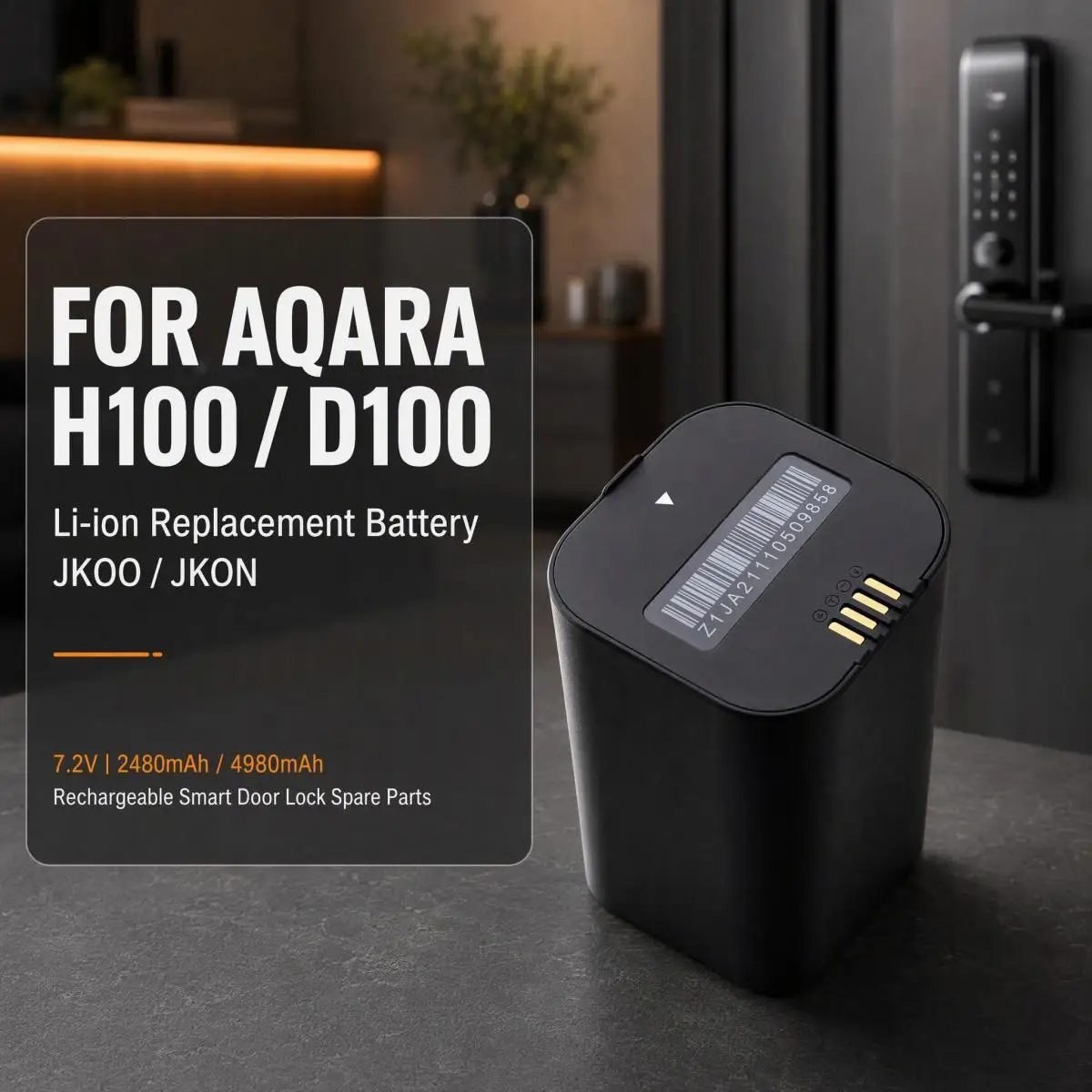 2480mAh 4980mAh Li-ion Replacement Battery JKOO JKON for Aqara H100 D100 Smart Fingerprint Door Lock Rechargeable Spare Parts