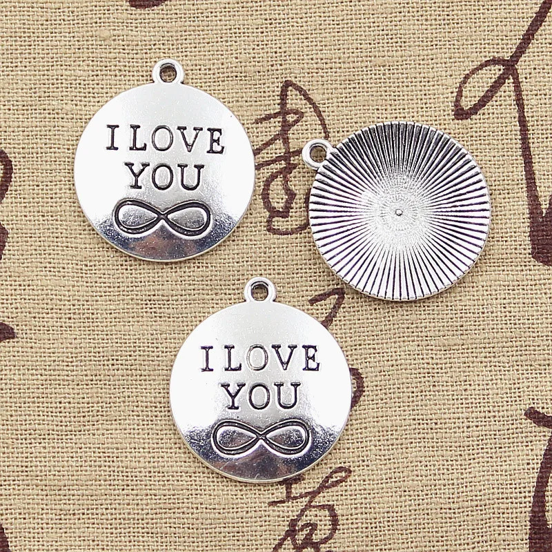 6pcs Charms I Love You Forever Infinite 28x24mm Antique Silver Color Pendants Making DIY Handmade Tibetan Finding Jewelry