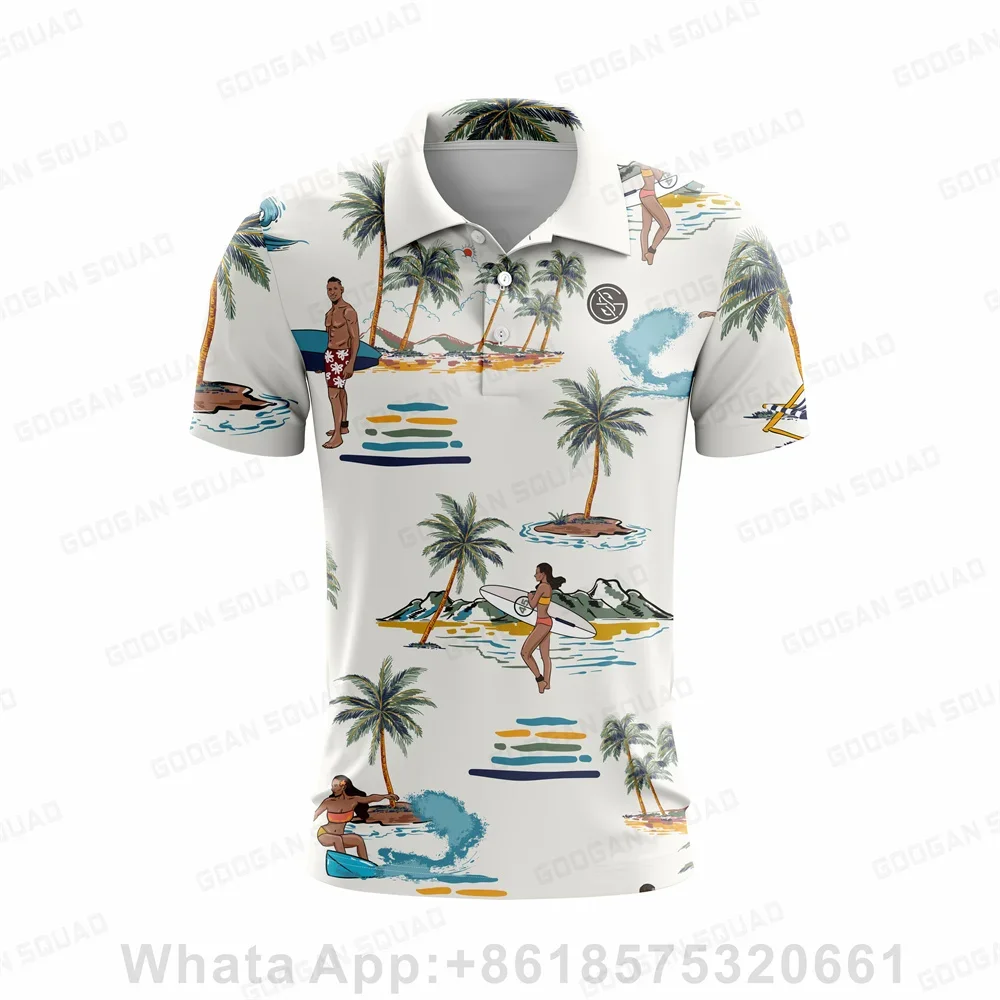 2023 New Summer Hawaii style Men Polo Shirt Casual Fashion Short Sleeve Quick Dry Fishing Golf T-Shirt Tops Clothing Plus Size