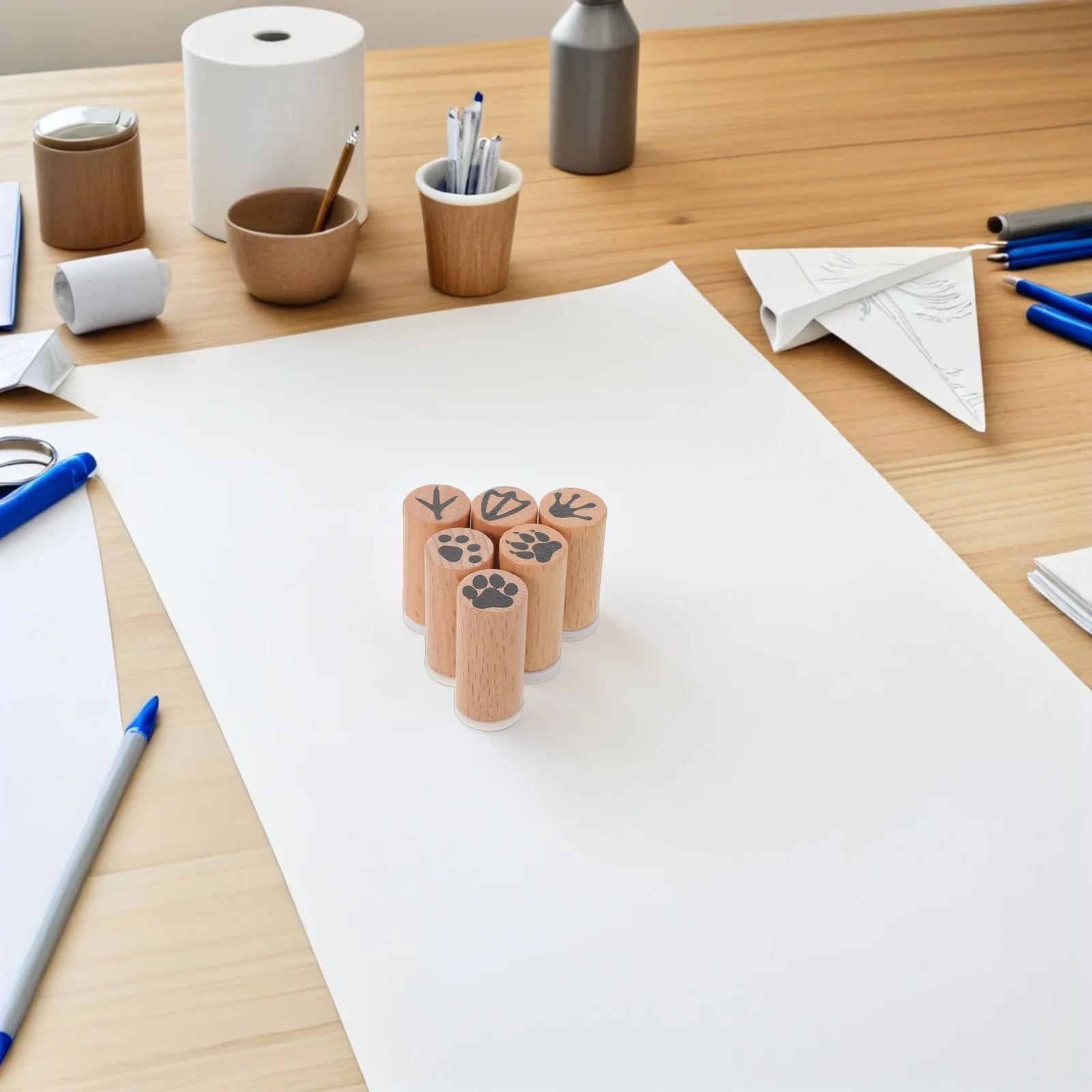 6 stuks dierentuin dierenvoetafdrukken stempels natuurlijk hout ambachtelijke stempels voor scrapbooking journaling kaarten maken creatieve geschenken