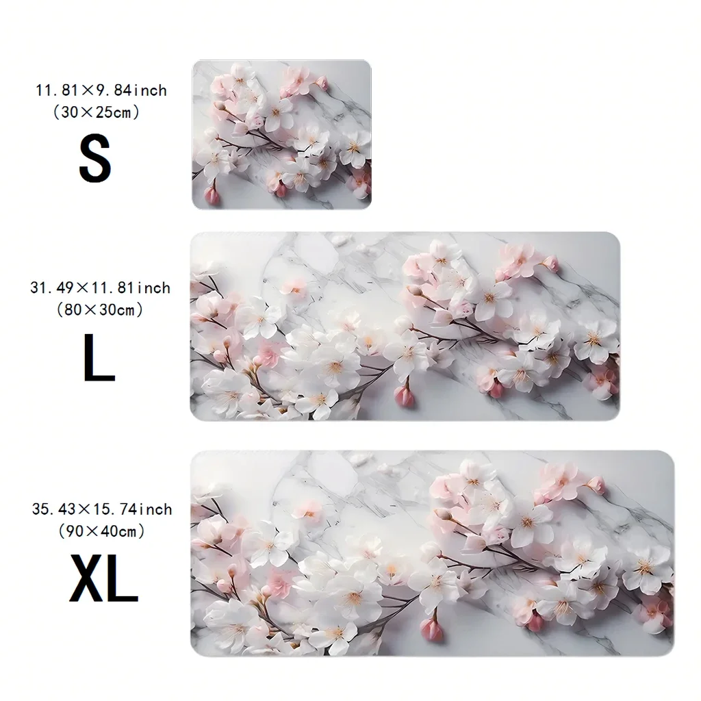 Alas mouse Sakura yang elegan, alas mouse gaming tahan air dan anti selip, pengunci tepi - sempurna untuk meja kantor atau rumah