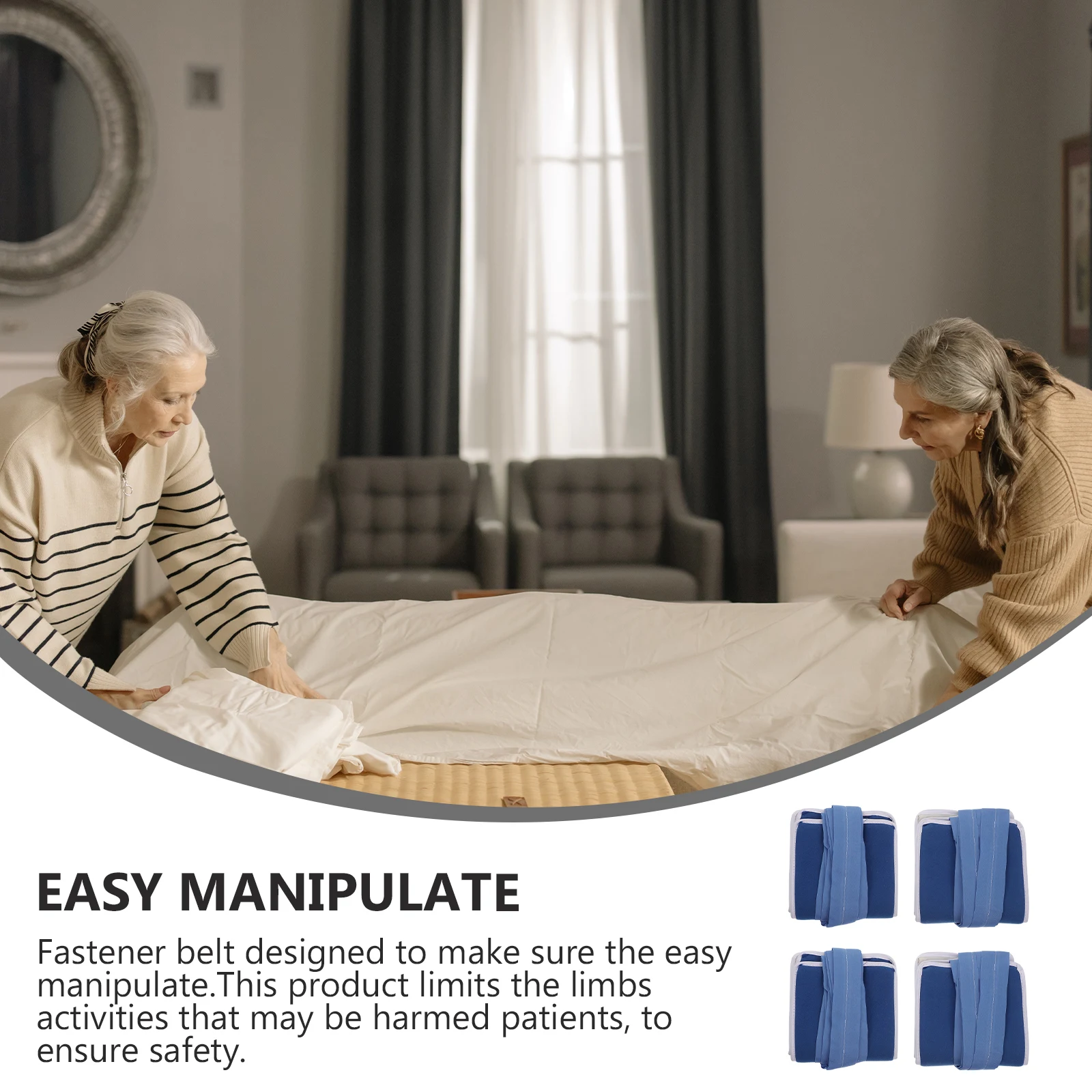 

4pcs Anti Pulling Straps Limbs Fixed Wristbands Hospital Bed Elderly Care Safety Tools Anti extubation Straps Health Protection