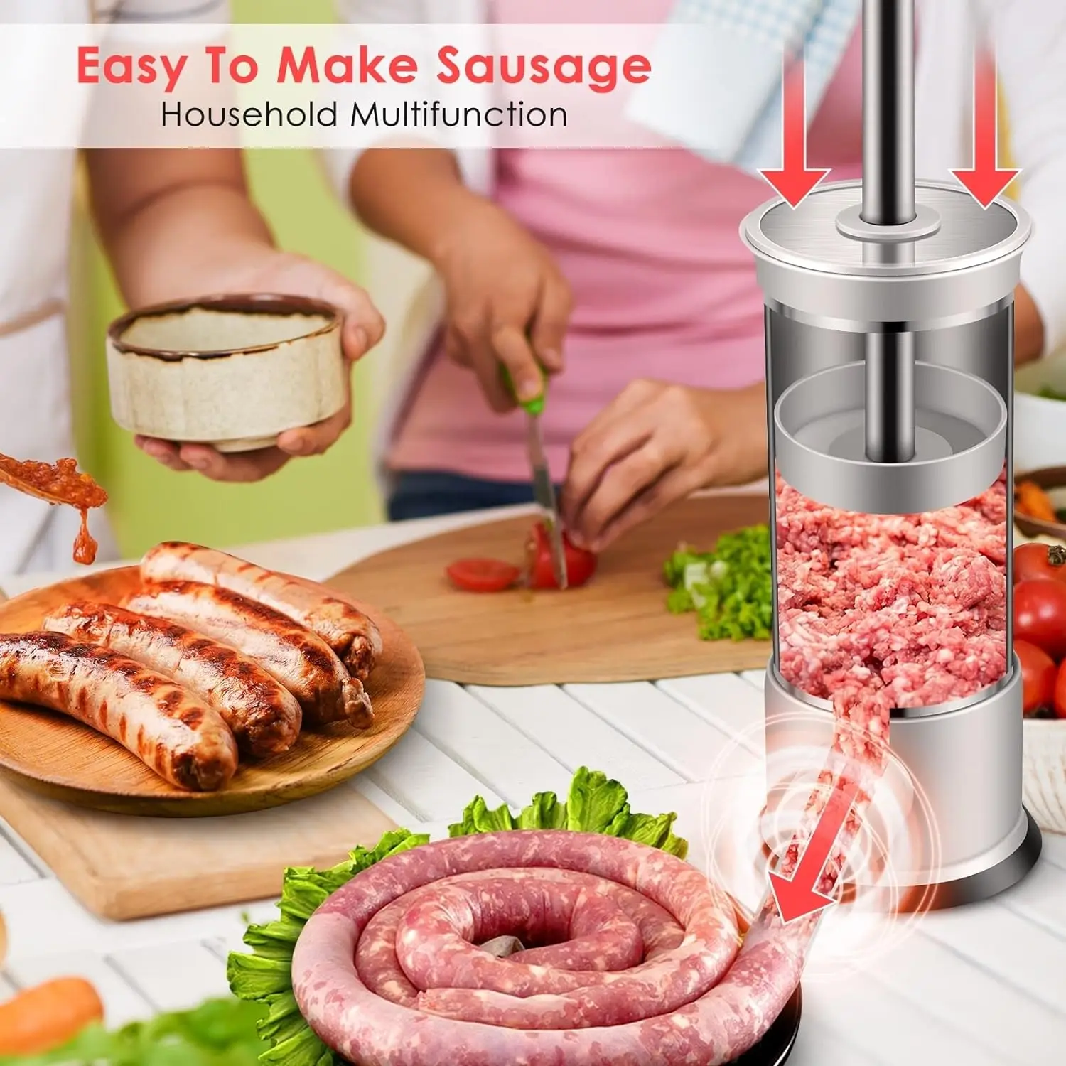 Sausage Stuffer Household stainless steel sausage dispenser, manual casing sausage dispenser machine