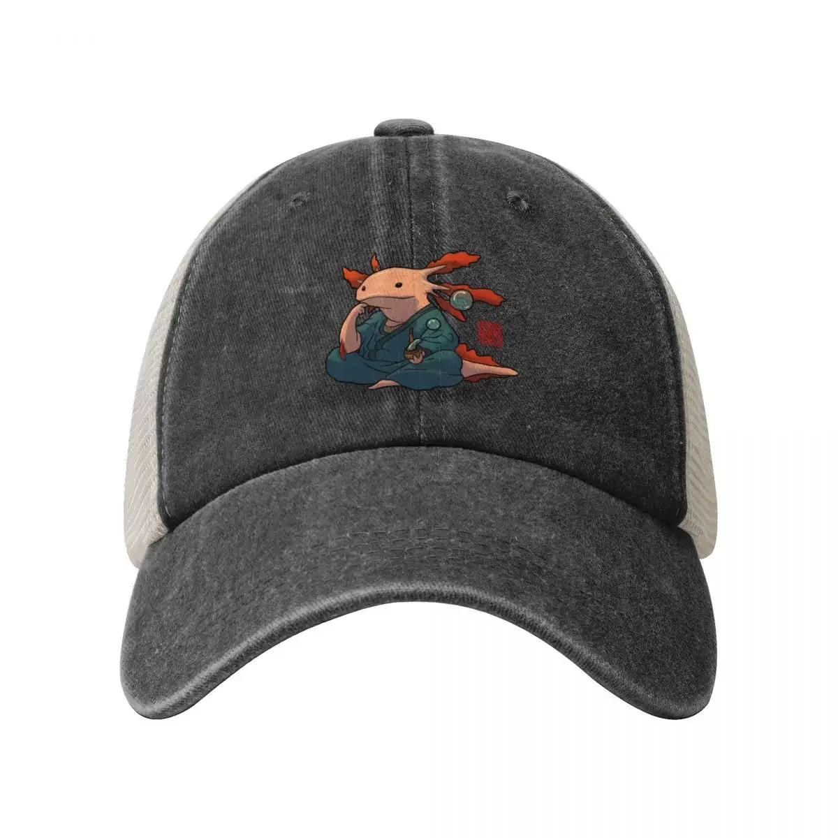 cute axolotl philosopher Baseball Cap Christmas Hat Rave derby hat Hats Man Women's