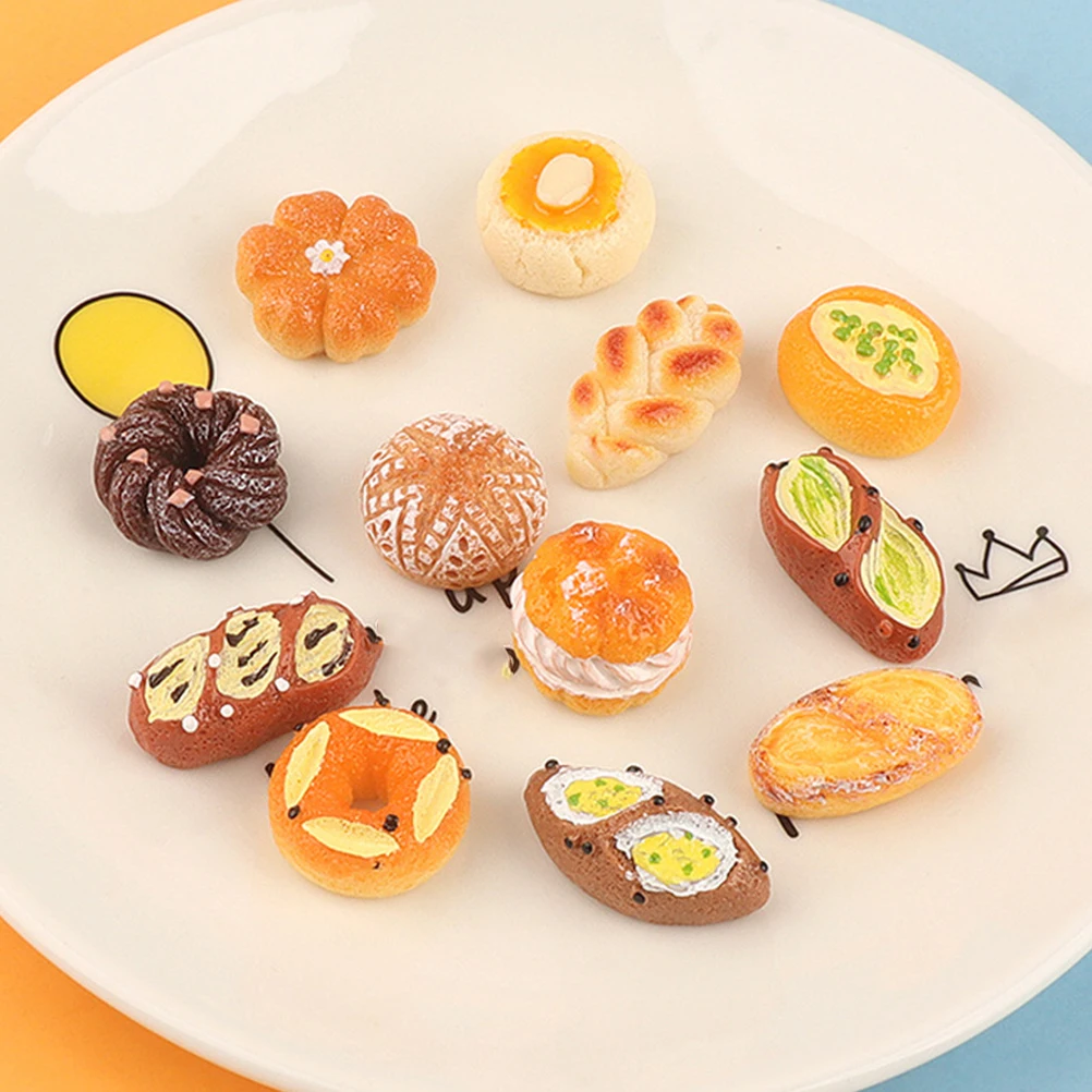 

18Pcs Miniature Simulation Bread Artificial Resin Bakery Decoration Display Accessories Realistic Fake Bread Prop for Crafts
