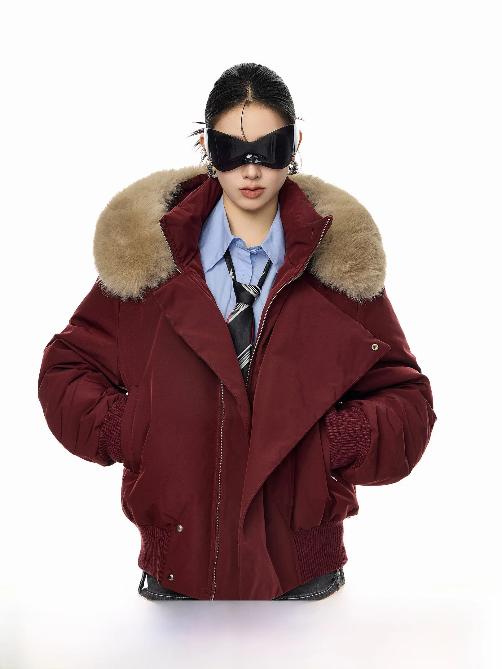 

ICH MODE American Sle Thiened Hooded ort Cotton Jaet Women's Winter Coat Warm Polyester Fabric Long Sve Zipper