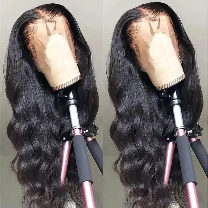 Transparent Brazilian Glueless Wig 20 Inch Natural Black 13X6 Lace Frontal 13x4 Human Hair Wigs Body Wave 150 Density