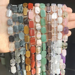 8.5x12mm Flat Rectangle Natural Stone Beads Amazonite Quartz Pink Opal Loose Spacer Beads for Jewelry Making DIY Accessories