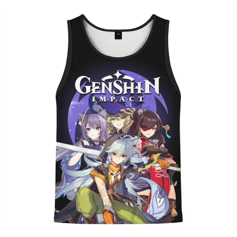 El más nuevo juego popular Genshin Impact Deona camisetas sin mangas con estampado 3D para hombres/mujeres chalecos sin mangas para hombres Top de playa ropa de gimnasio de gran tamaño de verano