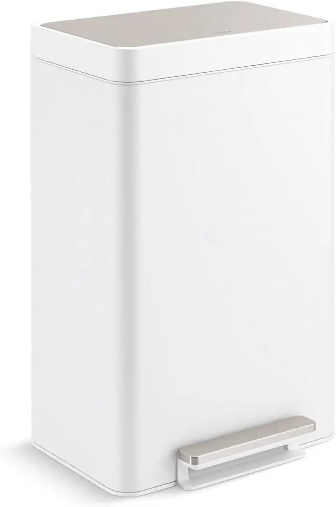 

13-Gallon Stainless Steel Step Trash Can, Hands-Free Pedal, Quiet-Close Lid, Fingerprint-Resistant