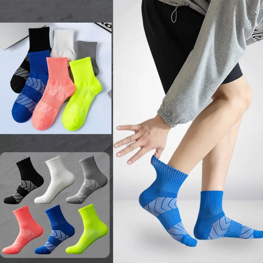 Stripe Summer Sports Ankle Socks Non-Slip Patchwork Men's Mesh Running Short Socks Women Sock Hosiery Men's Mid Tube Hosiery