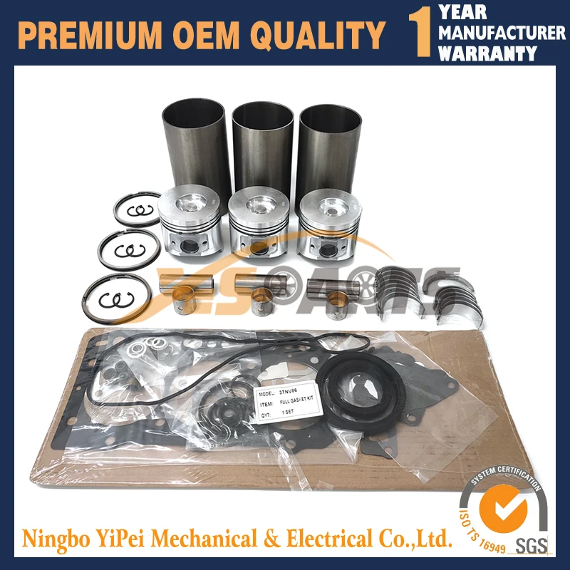 

3TNV86 Overhaul Rebuild Kit For Yanmar 3TNV86CT Engine Liner Piston Ring Bearing Gasket