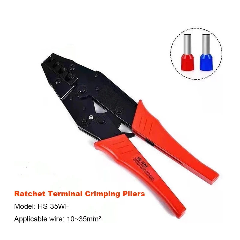 Tube Terminal Crimping Pliers Connector 0.25-35mm2 European Ratchet Terminals Wire Clamp 6
