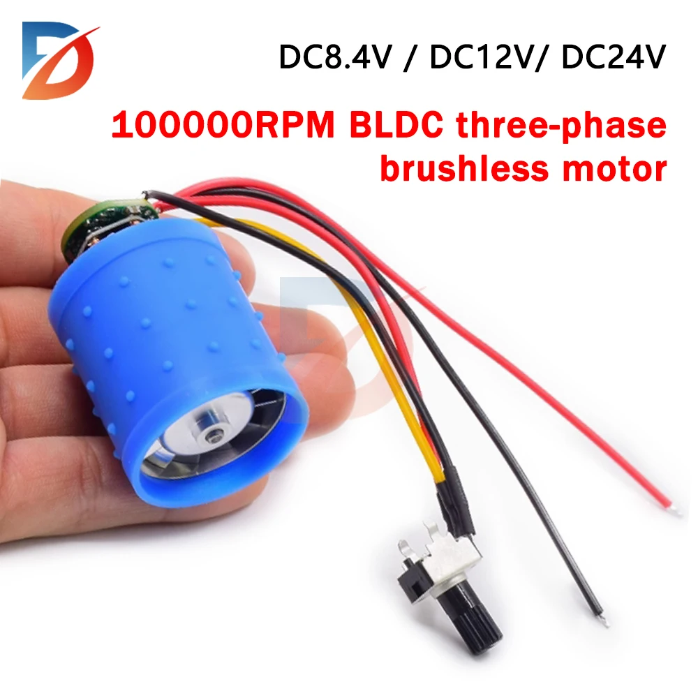 Dc9V 12V 24V 100000Rpm Ultra-High-Speed Bldc Three-Phase Brushless Motor With Driver Cnc Aluminum Alloy Impeller Fan Motor drive