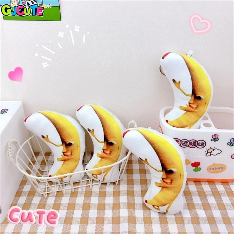 Cute Fruit Banana Pendant Keychain Plush Doll Toys Cartoon Singing Big Banana Stuffed Keyring Backpack Charm Car Bag Decor Gift