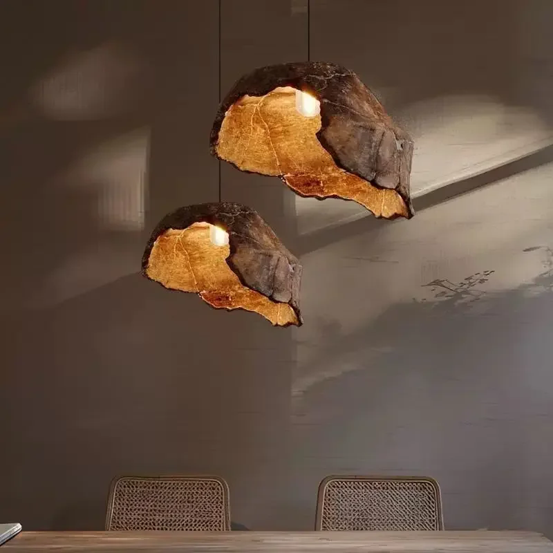 Japanese Retro Zen Theme Decorative Hanging Light for Guesthouse Pendant Light Wabi Sabi Style Dried Lotus Flower Pendant Lamp